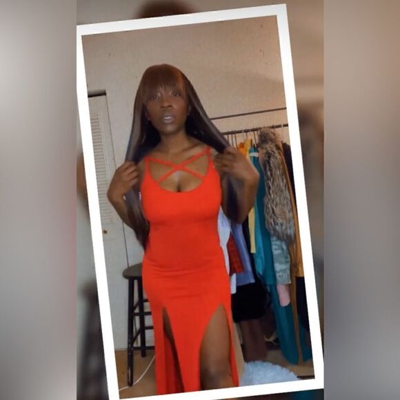 New with Tags Boohoo Red Strappy Plunge Maxi Dress - Picture 2 of 7